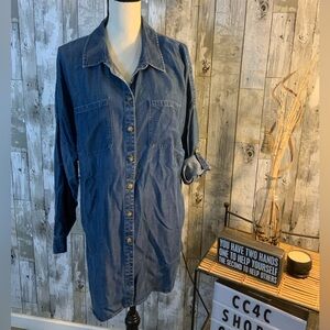 Coldwater Creek Indigo Tencel Shirt Dress. Size XL